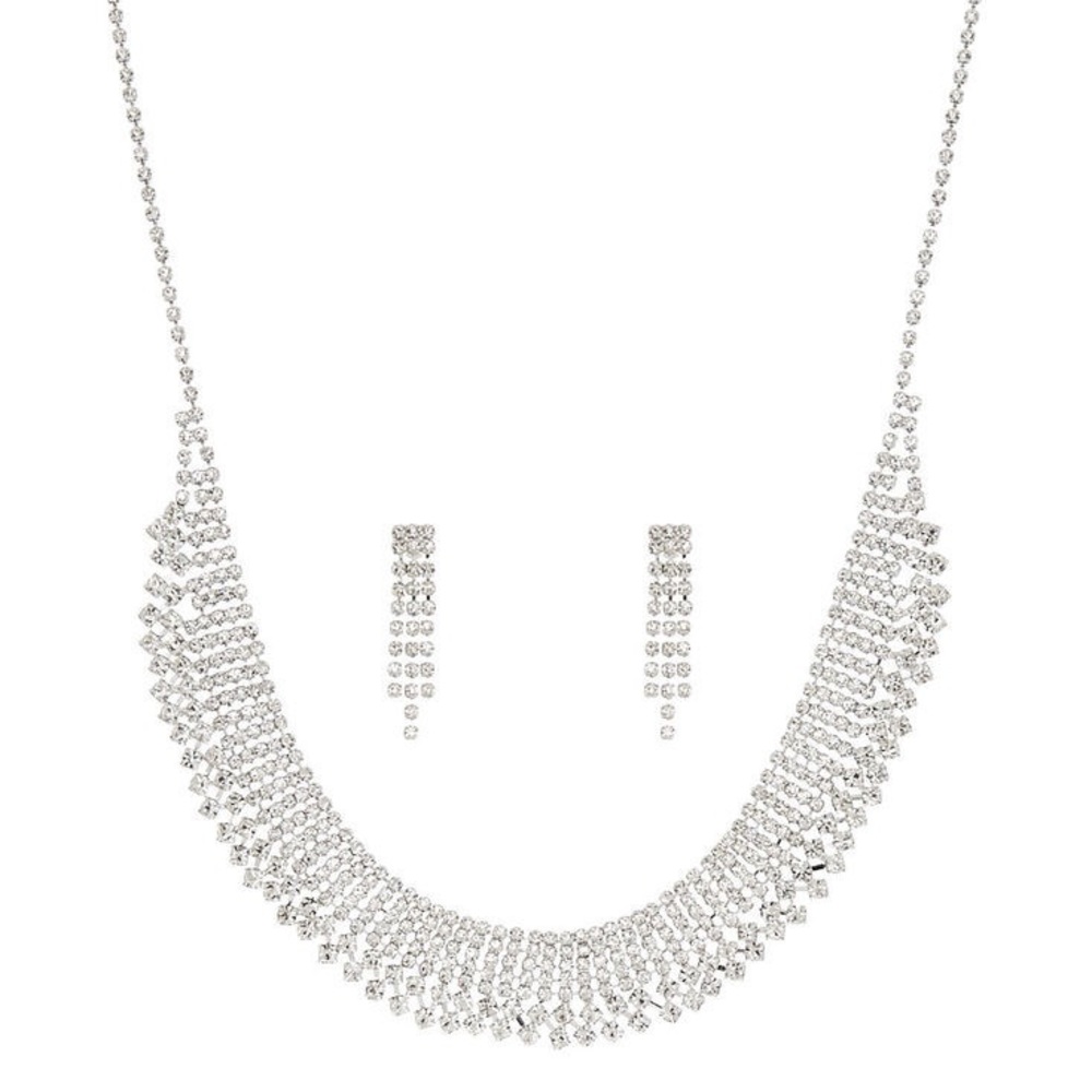 💎✨ Silver Rhinestone Waterfall Jewelry Set | NWT 💖